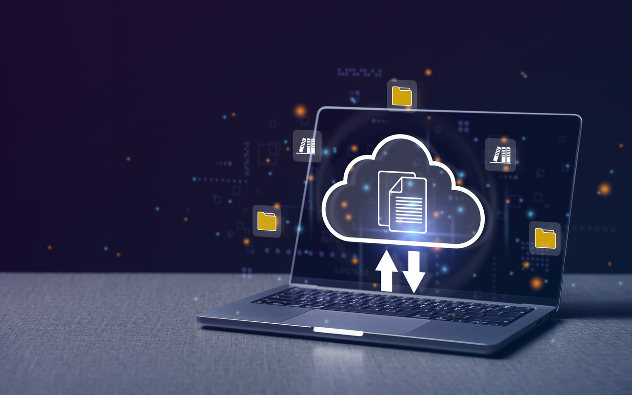 Business Continuity - Laptop with cloud storage concept